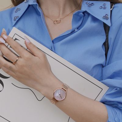 Daniel Wellington DW Watch Petite Lumine 5-Link Melrose 28mm Rose Gold