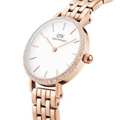 Daniel Wellington DW Watch Petite Lumine Bezel 5-Link Melrose 28mm Rose Gold