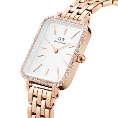 Daniel Wellington DW Watch Quadro Lumine Bezel 5-Link Melrose 20x26mm Rose Gold