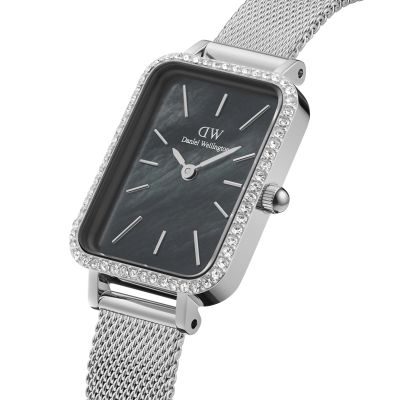 Daniel Wellington DW Watch Quadro Lumine Bezel Sterling Black MOP 20x26mm Silver