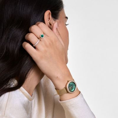 Daniel Wellington DW Watch Crystalline Bezel Evergold Green 32mm Gold
