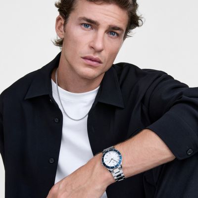 Daniel Wellington DW Watch Iconic Paradigma Link Blue Bezel 40mm Silver