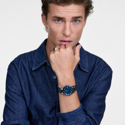 Daniel Wellington DW Watch Iconic Paradigma Link Blue Enamel 40mm Silver
