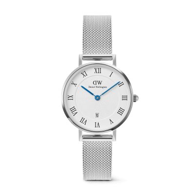 Daniel Wellington DW Watch Petite Roman Numerals Date Silver 28mm