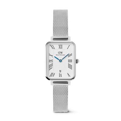 Daniel Wellington DW Watch Quadro Sterling Roman Numerals Date 20x26mm Silver