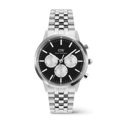 Daniel Wellington DW Watch Iconic Chronograph Arch 5-Link Onyx Panda Silver 42mm