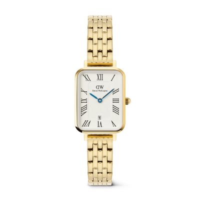 Daniel Wellington DW Watch Quadro Roman Numerals Date 5-link Gold 20x26mm