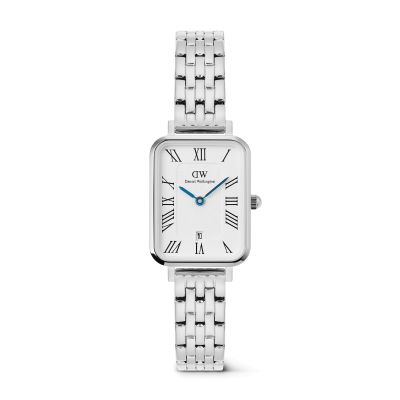 Daniel Wellington DW Watch Quadro Roman Numerals Date 5-link Silver 20x26mm