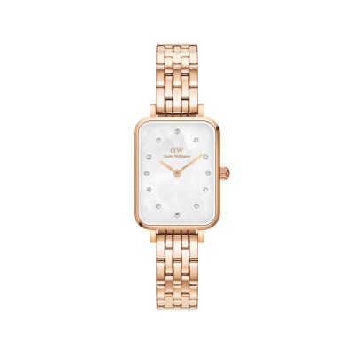 Daniel Wellington DW Watch Quadro Lumine 5 Link Melrose White MoP Rose Gold 20x26mm