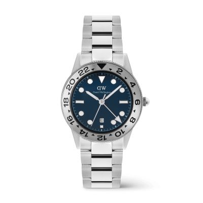 Daniel Wellington DW Watch Iconic GMT Link Brushed Bezel Silver 40mm