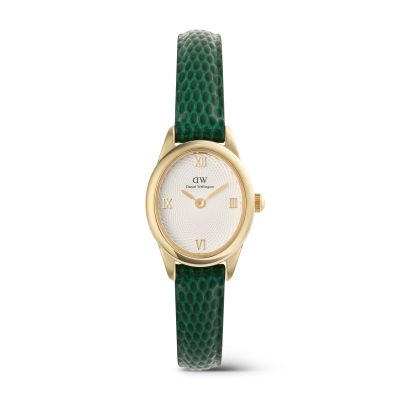 Daniel Wellington DW Watch Ophelia Mini Green Lizard White Guilloché Gold 22x25.5mm