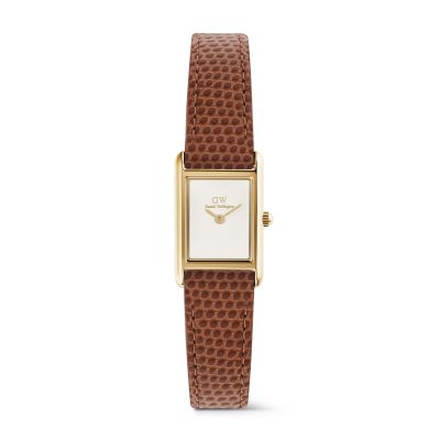 Daniel Wellington DW Watch Bound Mini Light Brown Lizard Gold 17x25,9mm