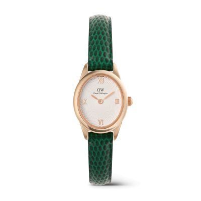 Daniel Wellington DW Watch Ophelia Mini Green Lizard White Guilloché Rose Gold 22x25.5mm