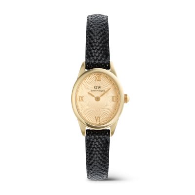 Daniel Wellington DW Watch Ophelia Mini Black Lizard Unitone Guilloché Gold 22x25.5mm