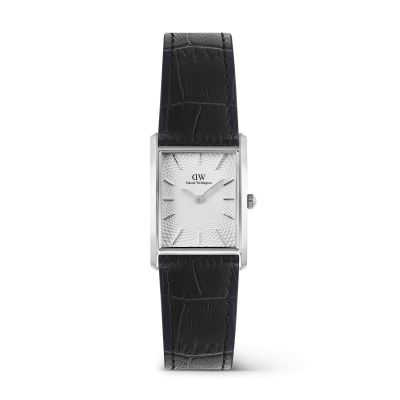 Daniel Wellington DW Watch Bound Black Crocodile Guilloché Silver 22x32mm