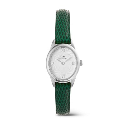 Daniel Wellington DW Watch Ophelia Mini Green Lizard White Guilloché Silver 22x25.5mm