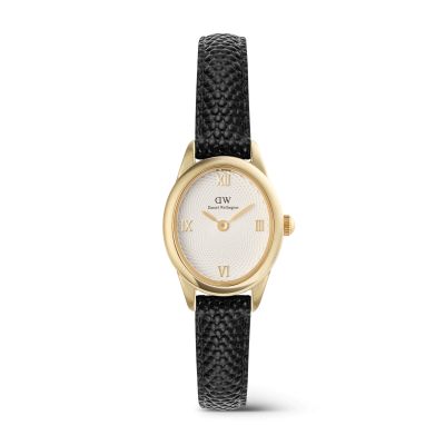 Daniel Wellington DW Watch Ophelia Mini Black Lizard White Guilloché Gold 22x25.5mm