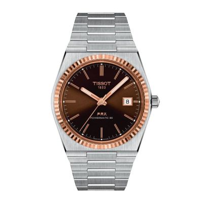 Tissot PRX Powermatic 80, teräs ja 18K ruusukulta T9314074129100 rannekello