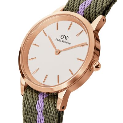 Daniel Wellington DW Watch Iconic NATO Green/Purple 28mm Rose Gold