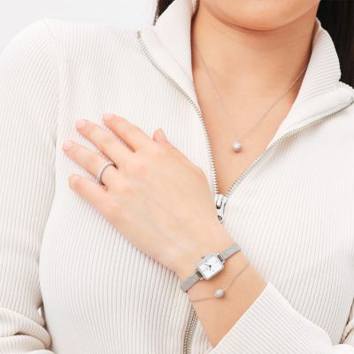 Daniel Wellington DW Watch Quadro Mini Lumine Bezel Silver 15.4x18.2mm