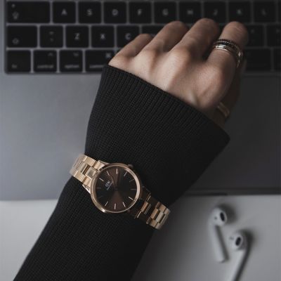 Daniel Wellington DW Watch Iconic Link Amber 32mm Rose Gold