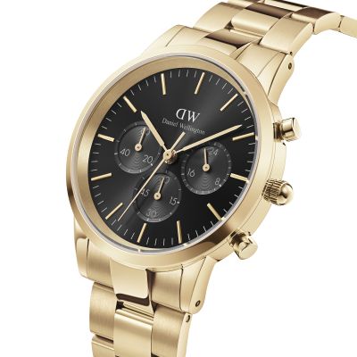 Daniel Wellington DW Watch Iconic Chronograph Link Onyx G 42mm Gold