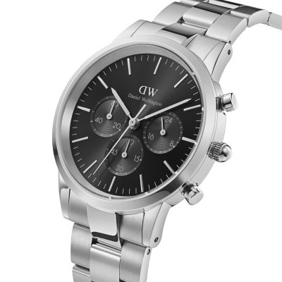 Daniel Wellington DW Watch Iconic Chronograph Link Onyx S 42mm Silver
