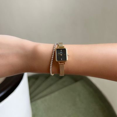 Daniel Wellington DW Watch Quadro Mini Evergold Onyx 15.4x18.2mm Gold