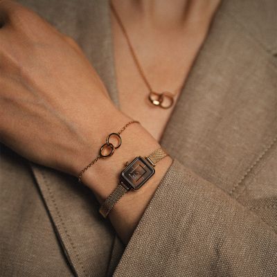 Daniel Wellington DW Watch Quadro Mini Melrose Rose Gold Amber 15.4x18.2mm