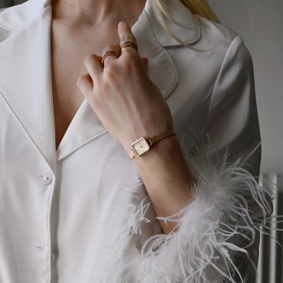 Daniel Wellington DW Watch Quadro Mini Melrose Rose Gold Champagne 15.4x18.2mm